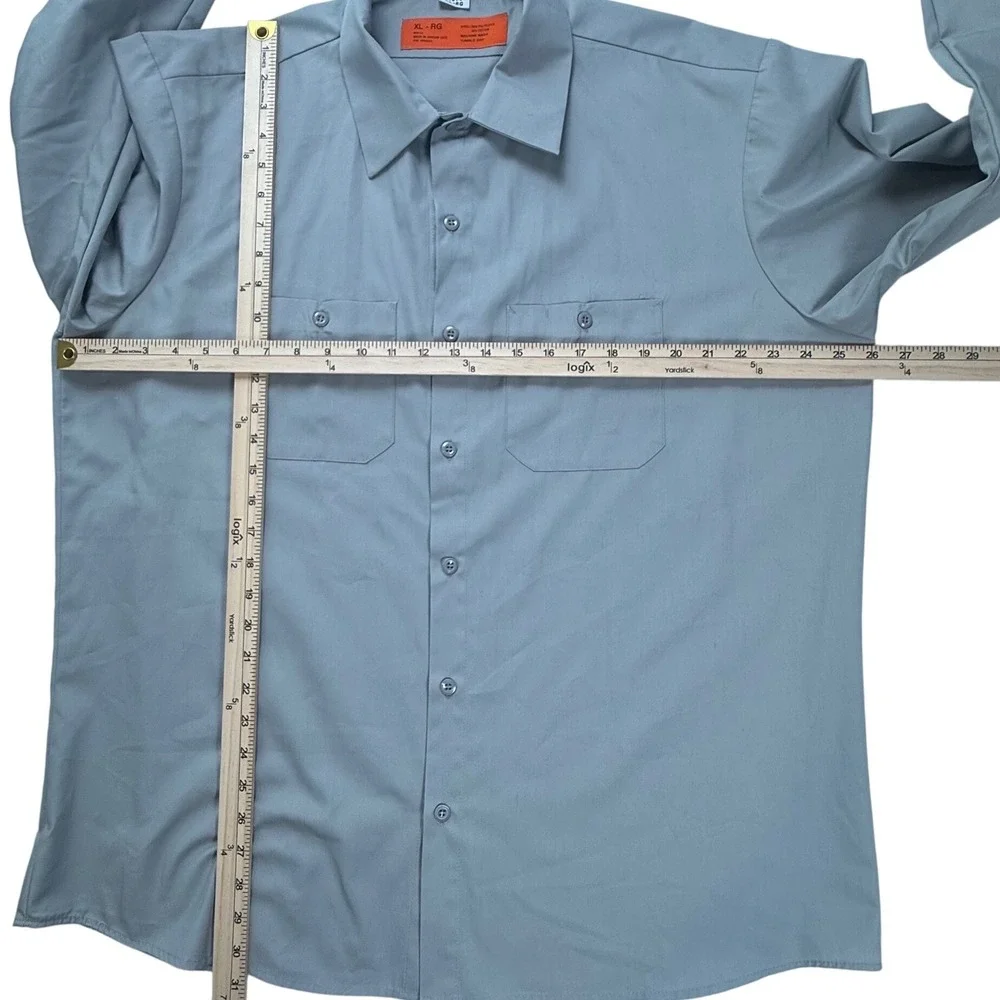 Mens Gray Long Sleeve Industrial Work Shirt XL-RG MS14 Button Up Utility Pocket